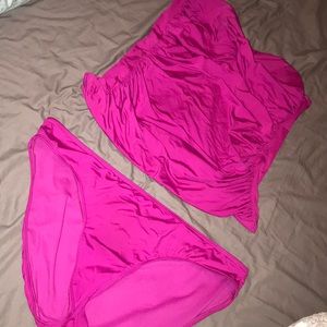 Neon pink bathing suit